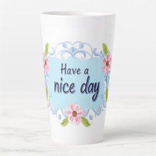 Caneca De Café Latte Tenha um Bom Dia Azul