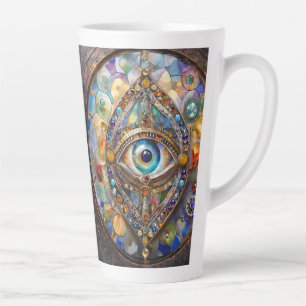 Caneca De Café Latte Terceiro Olho em Vidro Colorido e Bronze