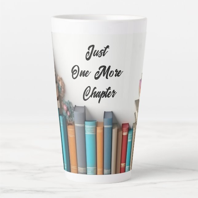Caneca De Café Latte "Tesouros da Biblioteca: Um Refúgio para Amantes d (Frente)