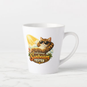 Caneca De Café Latte Testador de Raio de Sol Profissional Gato Engraçad