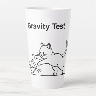 Caneca De Café Latte Teste da Gravidade do Gato Engraçado   Ciência Fof