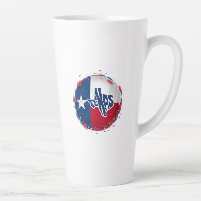 Caneca De Café Latte texas Lone star state red white e blue (Direita)