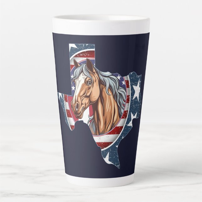 Caneca De Café Latte Texas State Outline USA Horse (Frente)