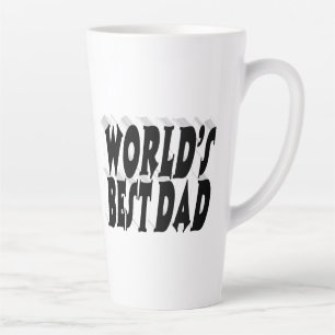 Caneca De Café Latte Texto 3d preto do melhor Pai