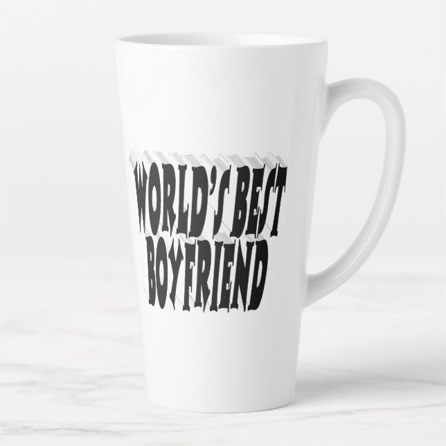 Caneca De Café Latte texto 3d preto namorado (Direita)