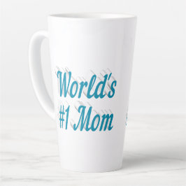 Caneca De Café Latte Texto azul da mamãe