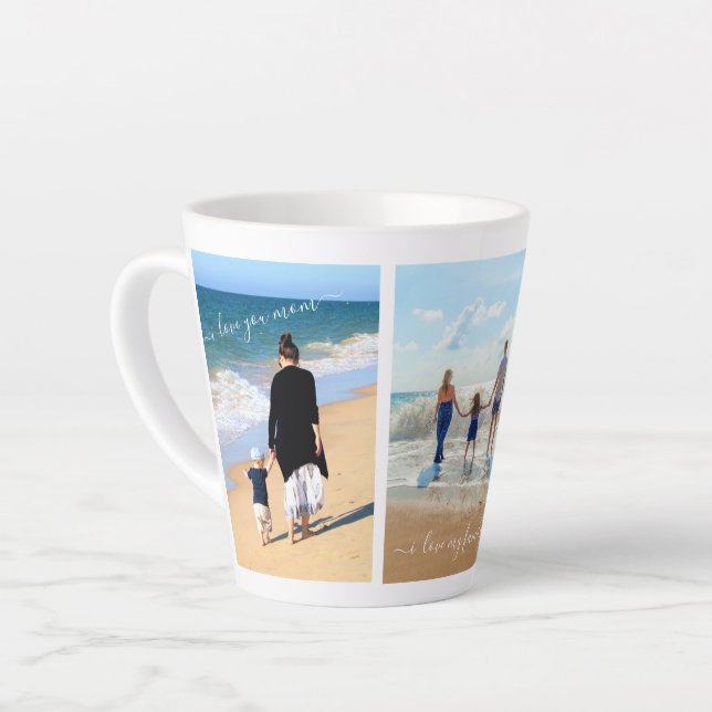 Caneca De Café Latte Texto de Mug de Colagem de Fotos Personalizada - E (Ângulo esquerdo)
