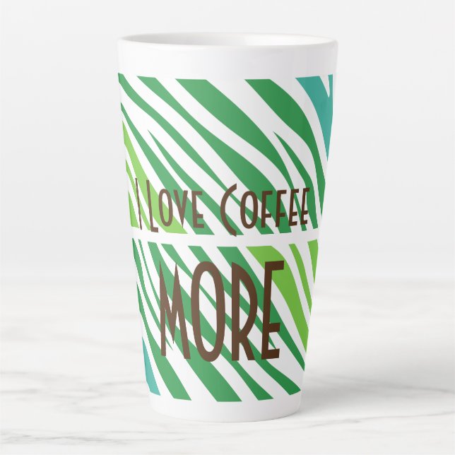Caneca De Café Latte Texto personalizado com impressão de tons verdes (Frente)