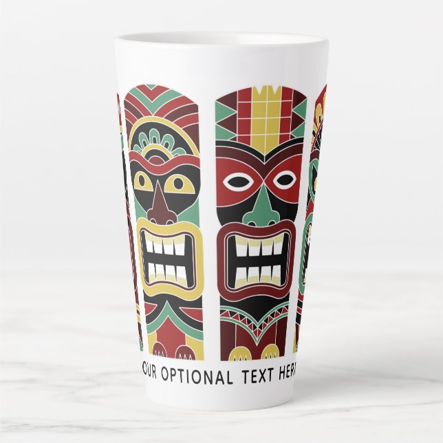 Caneca De Café Latte Texto personalizado do Tiki Totems Latte mug (Frente)