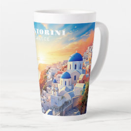 Caneca De Café Latte Texto personalizado Grécia Santorini Sunset