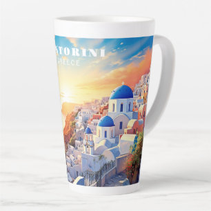 Caneca De Café Latte Texto personalizado Grécia Santorini Sunset