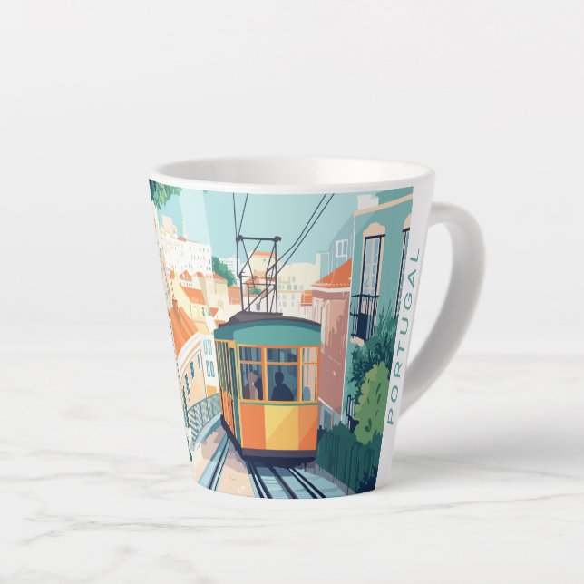 Caneca De Café Latte Texto personalizado Lisboa Portugal (Ângulo direito)