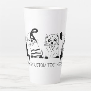 Caneca De Café Latte Texto personalizado para gatos e cães em forma de