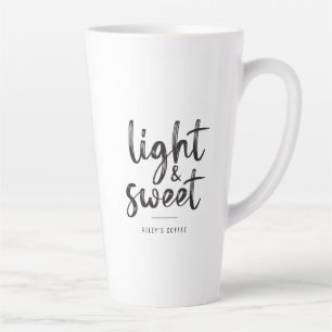 Caneca De Café Latte Texto preto claro e doce Coffee Mug