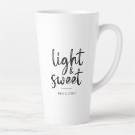 Caneca De Café Latte Texto preto leve e doce Coffee Mug