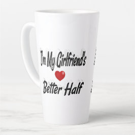 Caneca De Café Latte texto preto namorada engraçado
