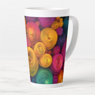 Caneca De Café Latte Textura abstrata de círculos concêntricos multicol