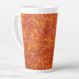 Caneca De Café Latte Textura avermelhada vívida com tons amarelos