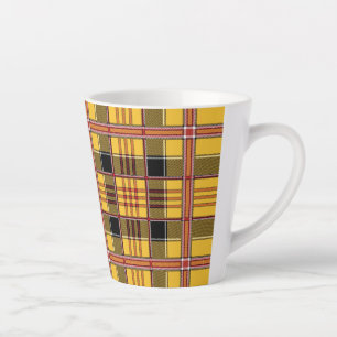 Caneca De Café Latte Textura castanha do Tecido de xadrez-52628