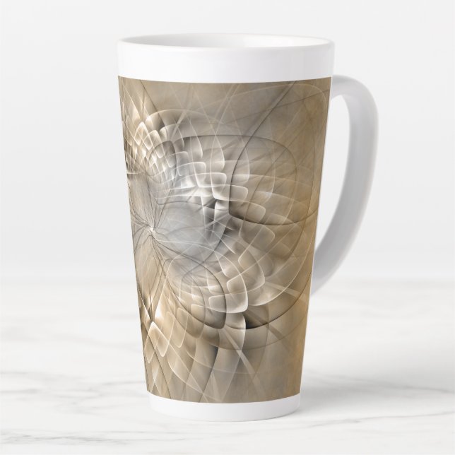 Caneca De Café Latte Textura de Arte Fractal Abstrato Tons da Terra (Ângulo direito)