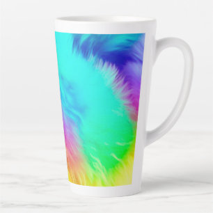 Caneca De Café Latte Textura de Pelo Fofinho Arco-Íris Vibrante-75201
