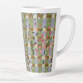 Caneca De Café Latte Textured Pointillism Grid Pattern Artwork