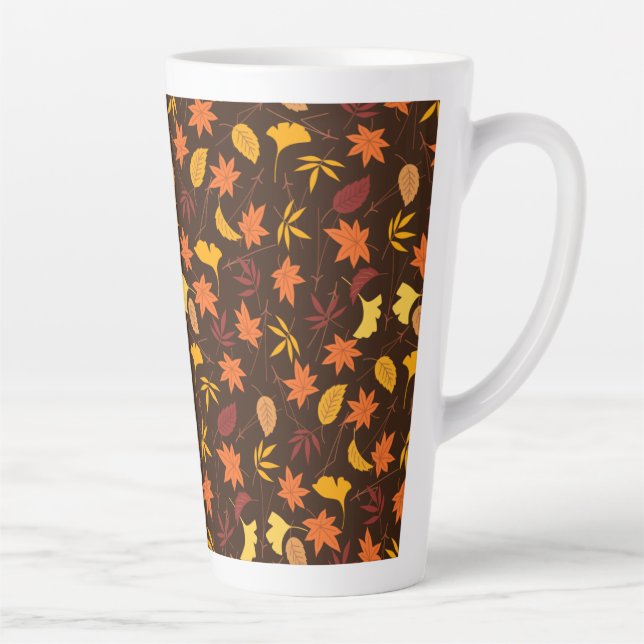 Caneca De Café Latte Thanksgiving Maple Fall Pattern (Direita)