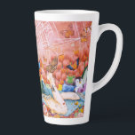 Caneca De Café Latte The Afternoon<br><div class="desc">Everything is pink and warm tones from the background to the young lady hair,  pink sky,  pink tulips,  stufftoys and etc 
Art title: The Afternoon
Medium: Mix Media (watercolor,  acrylic,  and colored pencils on watercolor paper camvas)
Size: 12 x 18 inch
Date: January 19,  2022</div>