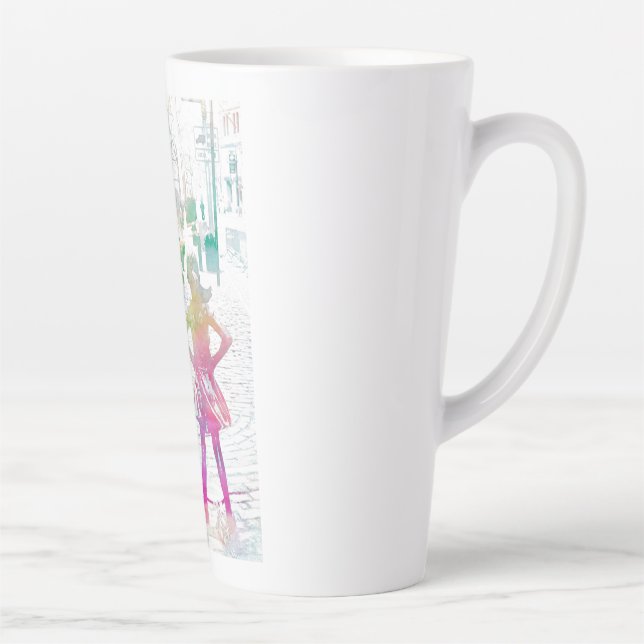 Caneca De Café Latte The Fearless Girl (Watercolor) (Direita)