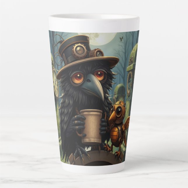Caneca De Café Latte The raven powered by Coffee (Frente)