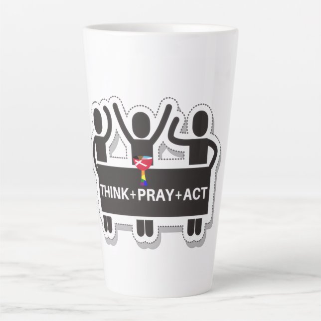 Caneca De Café Latte Think+Pray+Act Latte Mug (Frente)