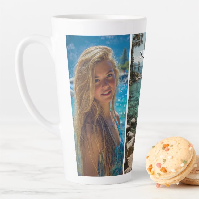 Caneca De Café Latte Three Vertical Strip Boho Photo (In Situ)