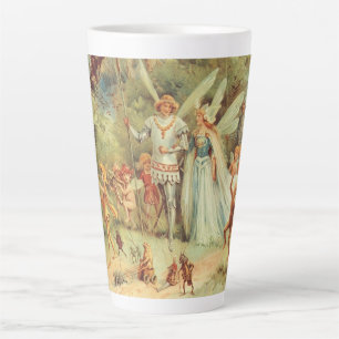 Caneca De Café Latte Thumbelina e Prince Wedding, Vintage Fairy Tales