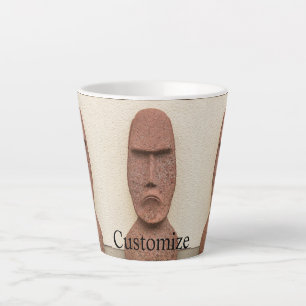 Caneca De Café Latte Thunder_Cove da Cabeça de Moai da Ilha páscoa