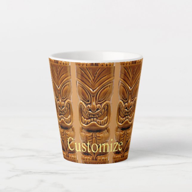 Caneca De Café Latte Thunder_Cove da Escultura Tiki Dourada (Frente)