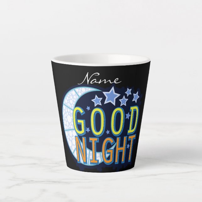 Caneca De Café Latte Thunder_Cove da Lua do Crescente Noturno (Frente)