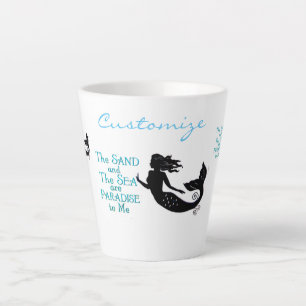 Caneca De Café Latte Thunder_Cove da Sand and Beach Mermaid