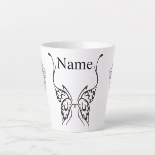 Caneca De Café Latte Thunder_Cove da Tatuagem de Borboleta Estilizada