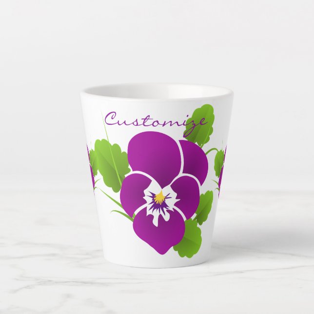 Caneca De Café Latte Thunder_Cove de Flor Roxo (Frente)