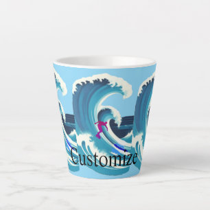 Caneca De Café Latte Thunder_Cove do Surfista de Ondas Grandes