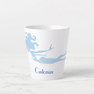Caneca De Café Latte Thunder_Cove do Swimmer da Sereia Azul