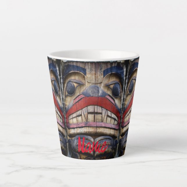 Caneca De Café Latte Thunder_Cove Totem de Rosto Polar (Frente)