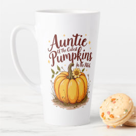 Caneca De Café Latte Tia dos Pumpkins mais fofos no Patch