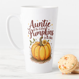 Caneca De Café Latte Tia dos Pumpkins mais fofos no Patch