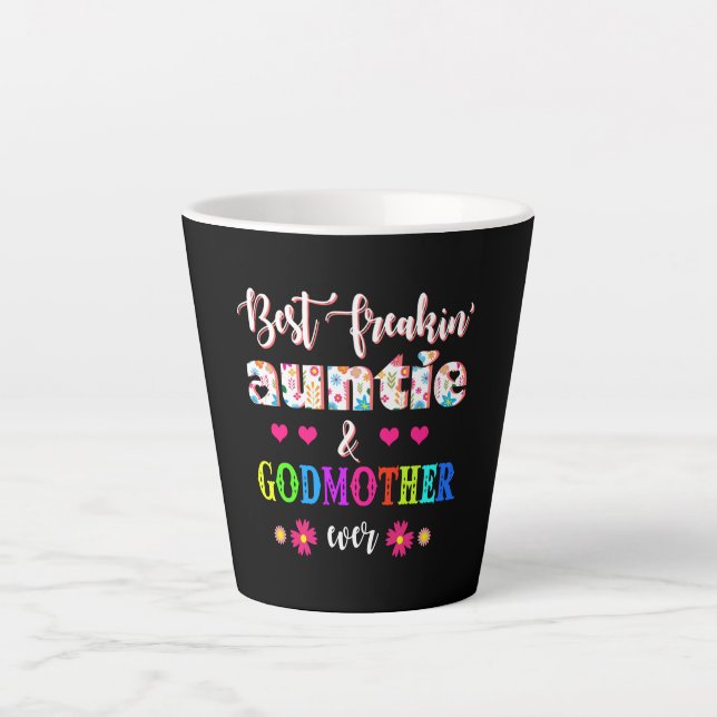 Caneca De Café Latte Tia E Madrinha Da Flor Nunca (Frente)