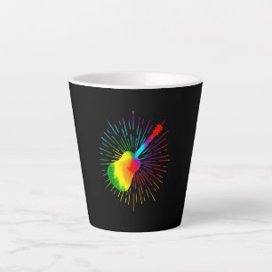 Caneca De Café Latte Tie Dye Guitar Music Design Colorida Guitarrista