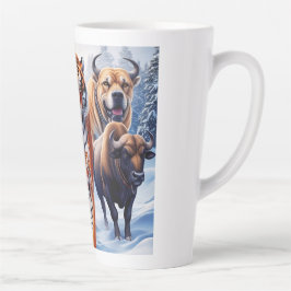 Caneca De Café Latte Tiger Buffalo Dog ao ar livre
