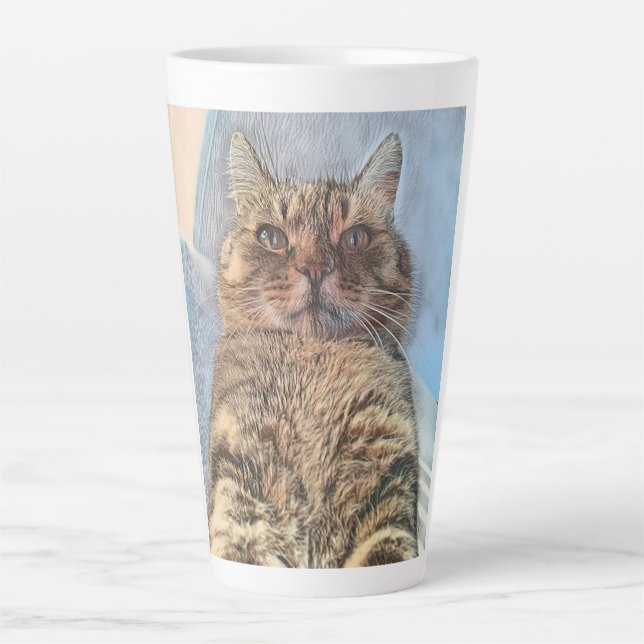 Caneca De Café Latte Tiger Cat Illustration Design (Frente)