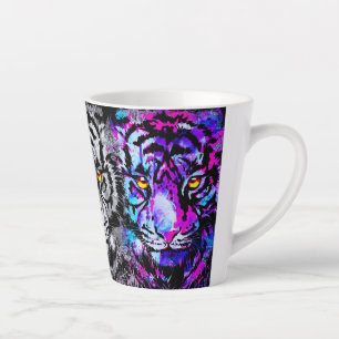 Caneca De Café Latte Tiger Latte Mug Cabeças Coloridas De Tigre Latte