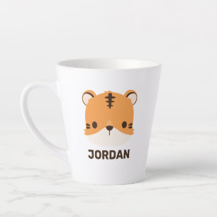 Caneca De Café Latte Tigre de Cuta com Nome Personalizado